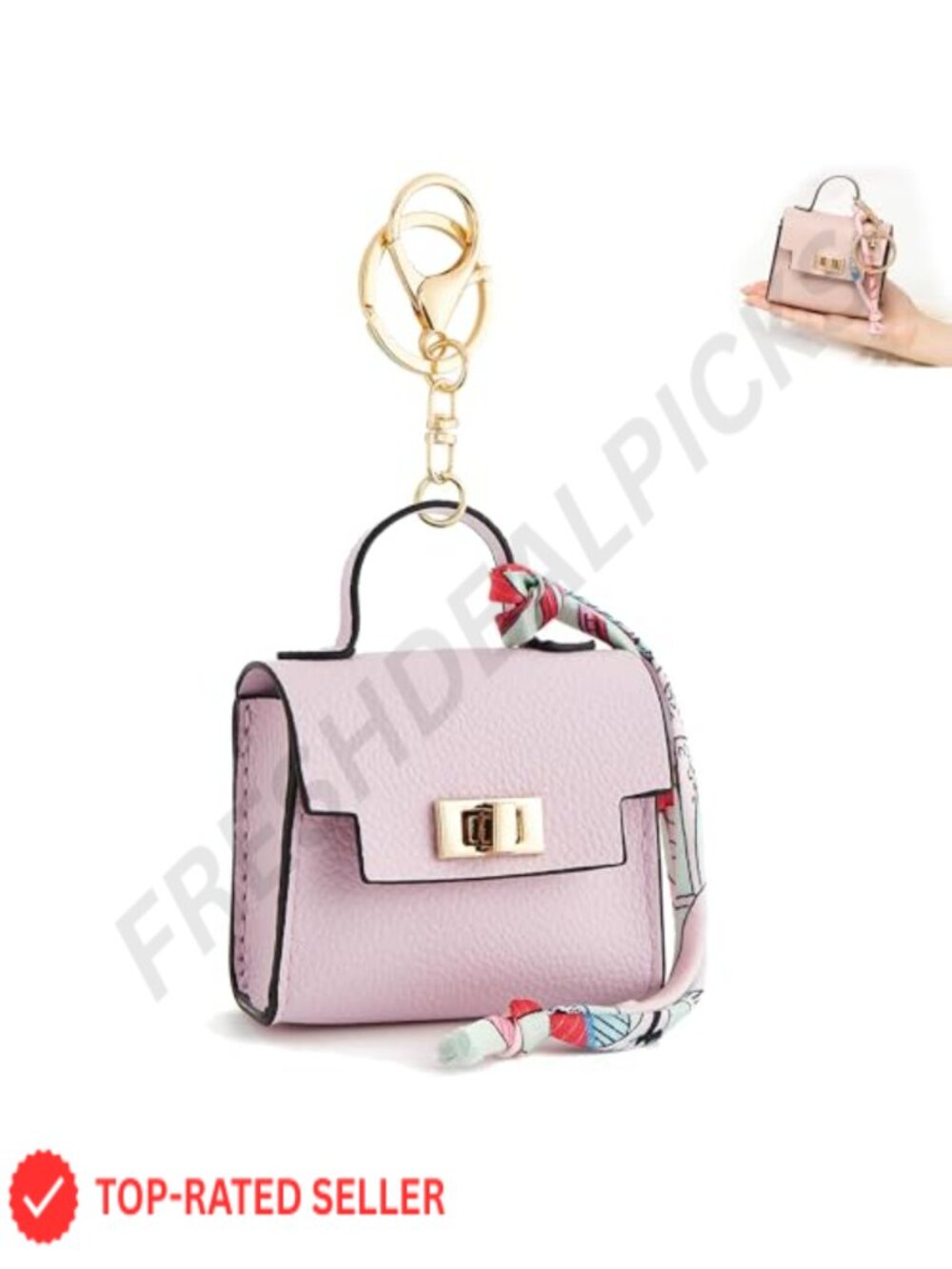 PU Leather Mini Backpack Keychain Coin Purse with Twist Lock